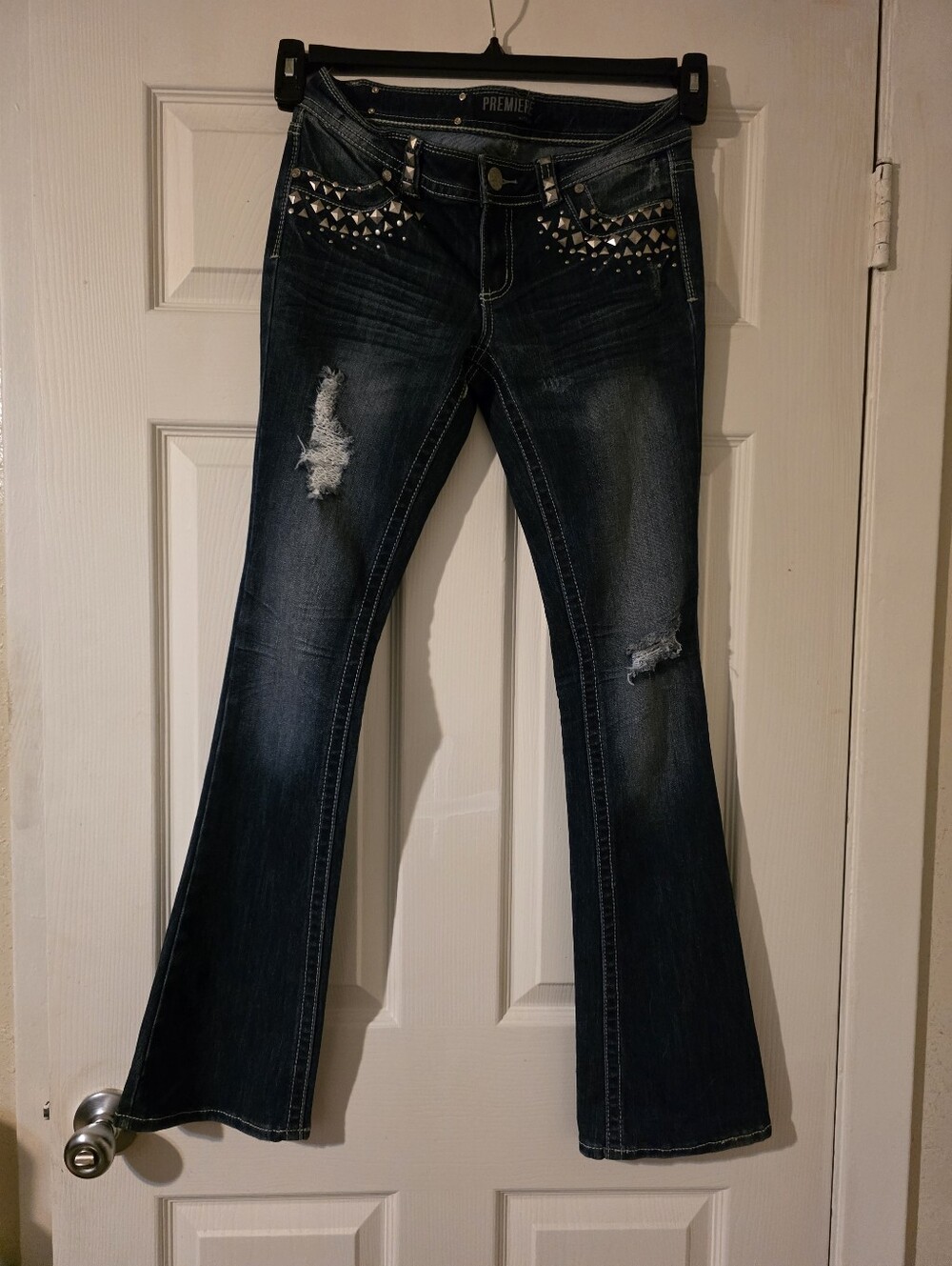 Premier Women's Indigo Blue Jeans with Contrast Stitching